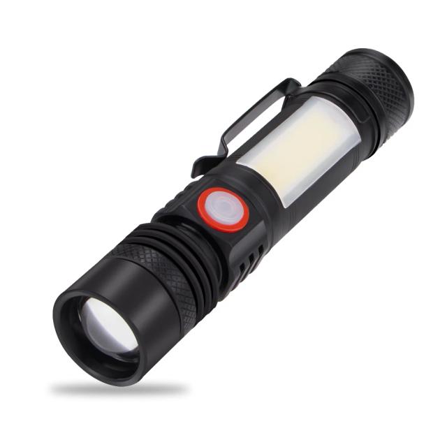 Lanterna XML COB LED Magnética para Caça e Camping com 6 Modos, Tocha Impermeável e Foco Zoom 18650
